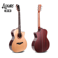 Hochwertige Luxars-Akustikgitarre aus massiver Linde der Güteklasse A mit runden Bünden